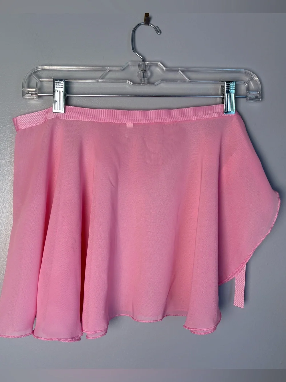 Pink Chiffon Ballet Wrap Skirt Sheer Tie Waist Dance Costume Skirt Youth XL/WS